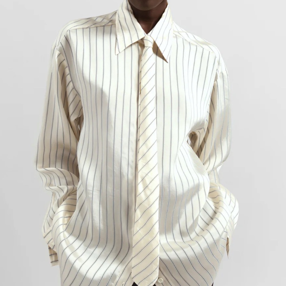 Frankie Shop Sill Ivory Pinstripe Button Down Shirt